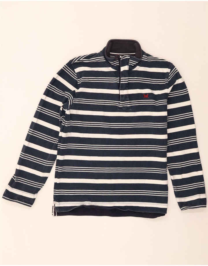 Crew Clothing Мужской свитшот с воротником на молнии, джемпер среднего размера, темно-синий в полоску