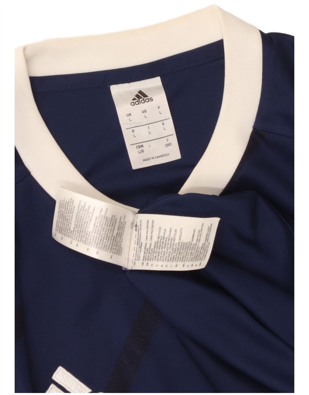 Мужская футболка Adidas Top из полиэстера с большой темно-синей полоской