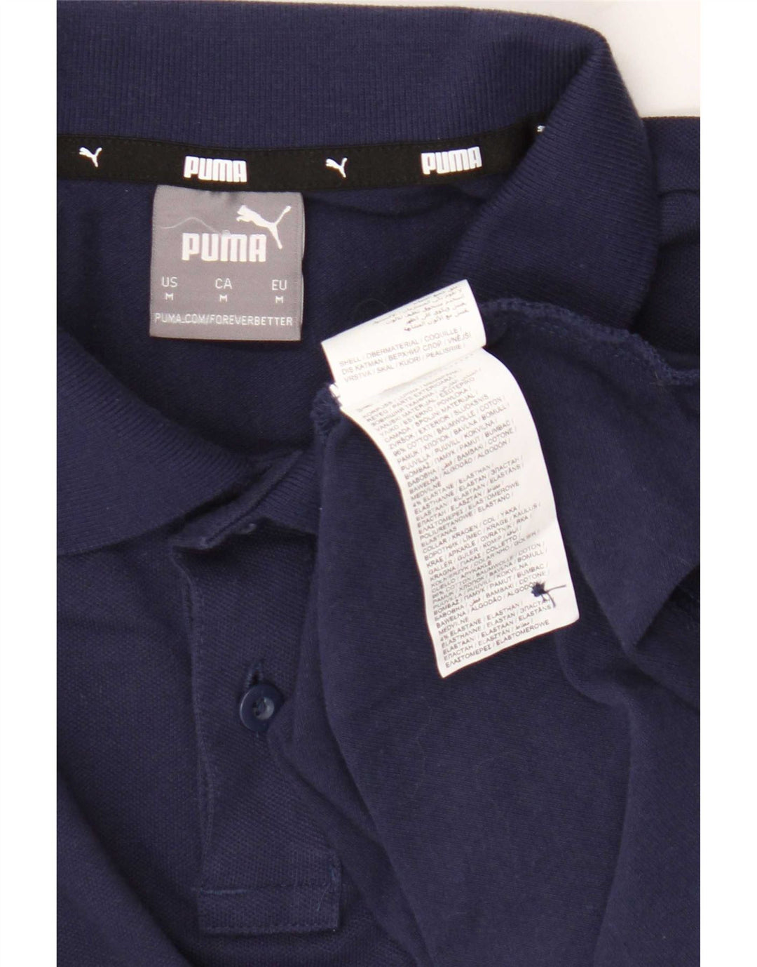 Мужская рубашка-поло Puma темно-синяя, хлопковая, среднего размера