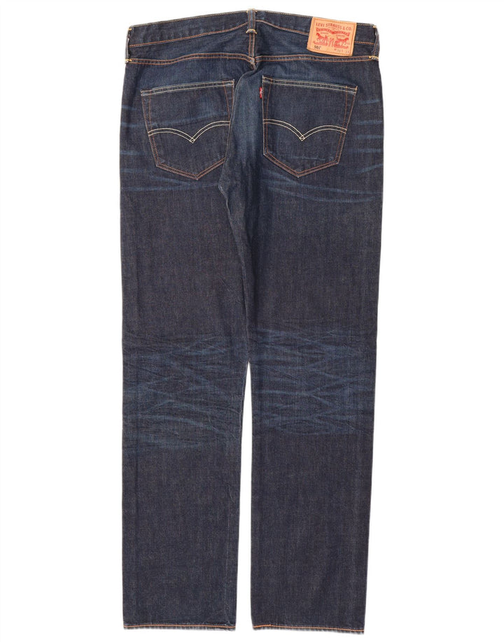 LEVI'S Mens 501 Straight Jeans W36 L34 Navy Blue Cotton