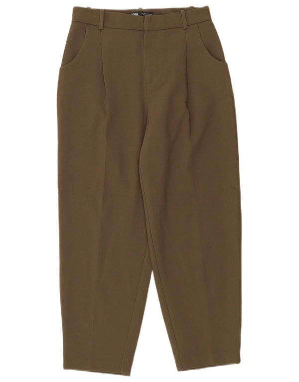 Женские укороченные брюки свободного кроя с завышенной талией Zara UK 6 XS W29 L25, зеленые