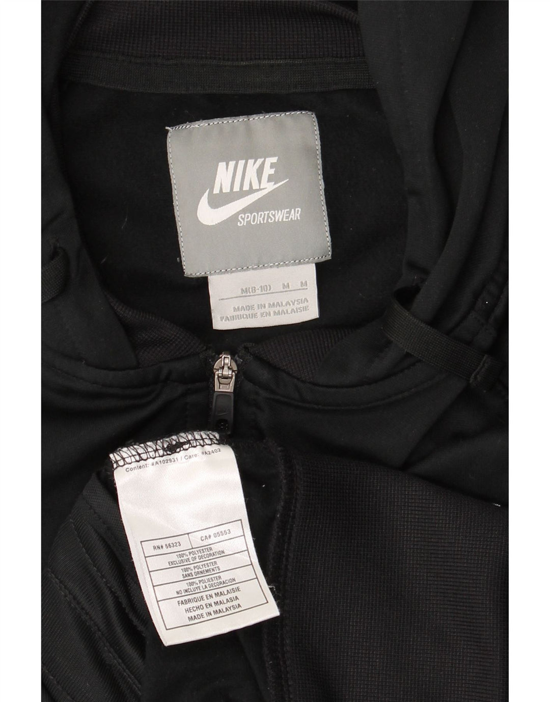 NIKE Womens Zip Hoodie Sweater US 8/10 Medium Black Colourblock Polyester Vintage Nike and Second-Hand Nike from Messina Hembry 