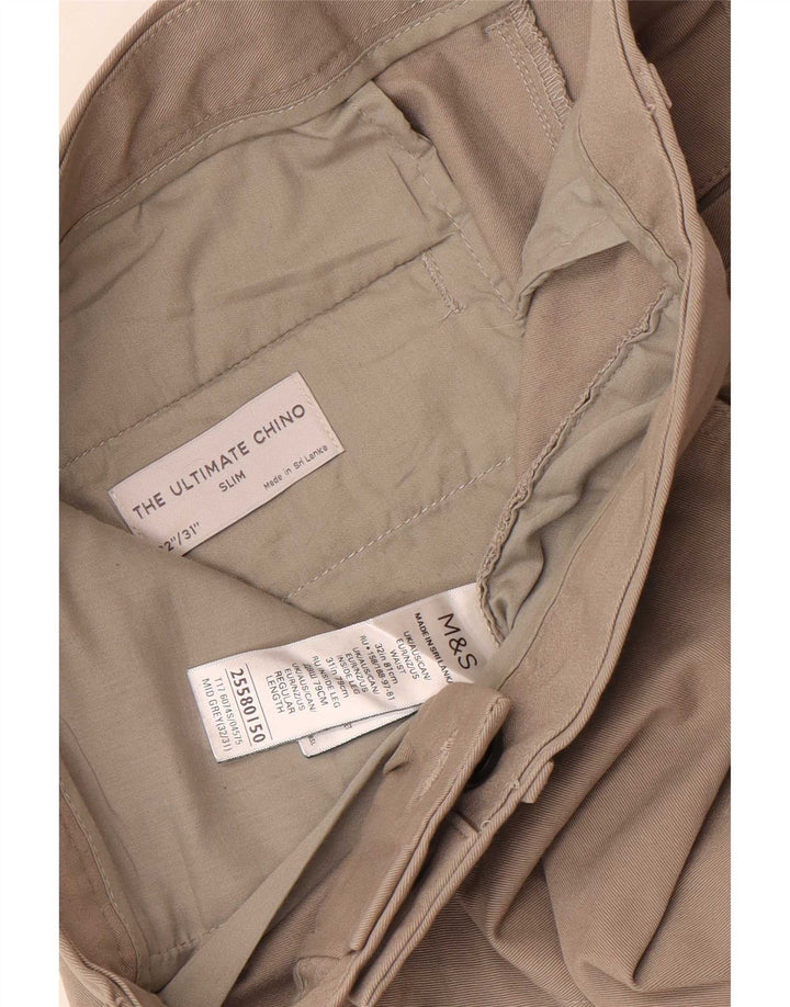 Мужские узкие брюки-чиносы Marks & Spencer W32 L31 серые, хлопковые