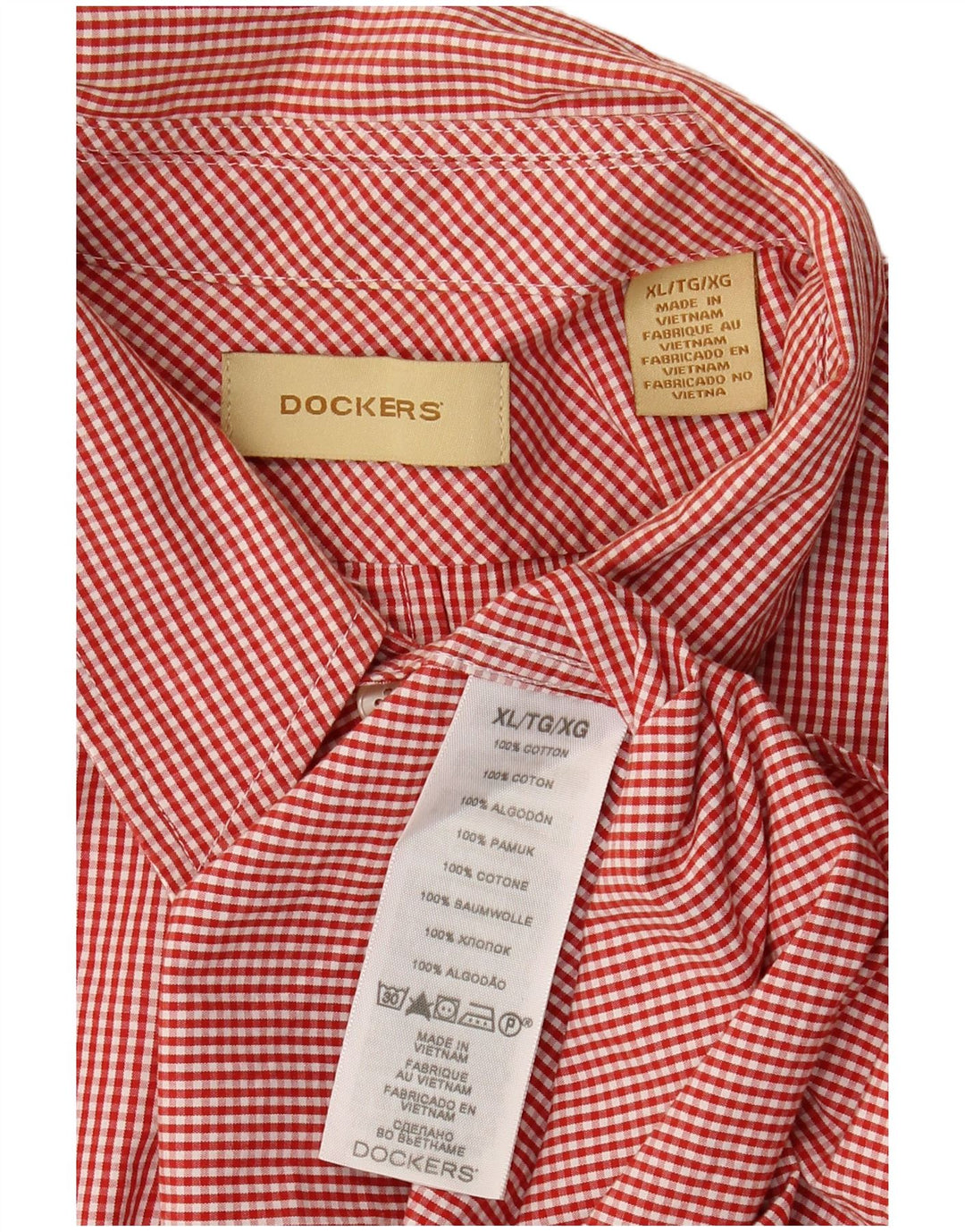 Мужская рубашка Dockers XL из хлопка в красную клетку