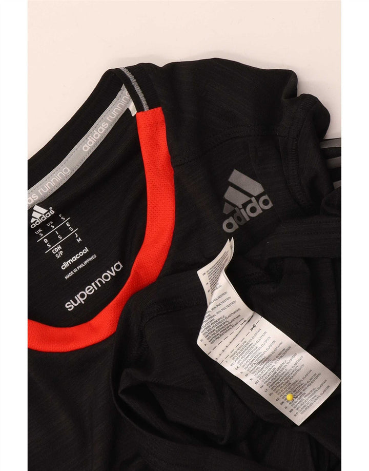 Мужской топ Adidas Climacool с длинным рукавом, маленький черный, полиэстер с цветными блоками