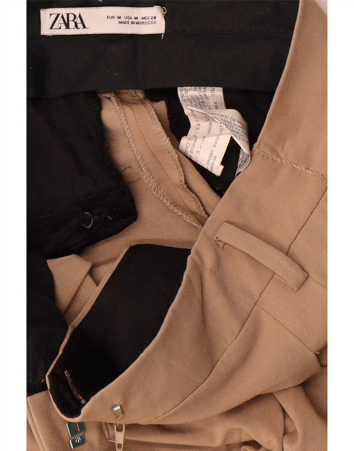 Женские широкие брюки чинос Zara, средние W28 L30, коричневые, полиэстер
