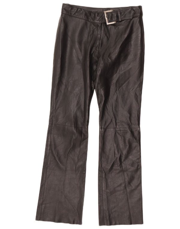 Винтажные женские кожаные прямые брюки EU 38 Medium W30 L32, черные