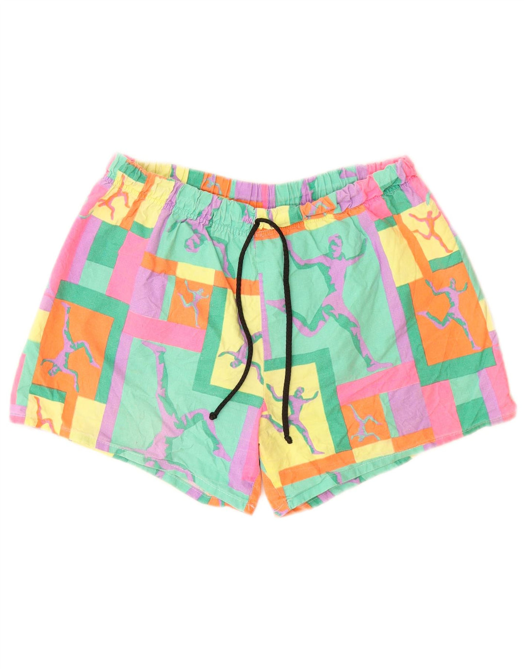 ВИНТАЖНЫЕ женские шорты для плавания с графическим рисунком UK 18 XL, разноцветные с геометрическим рисунком