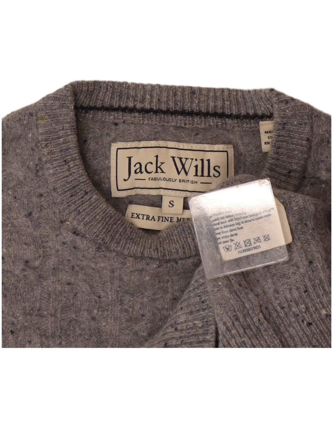 Мужской джемпер с круглым вырезом Jack Wills, маленький серый шерстяной с крапинками