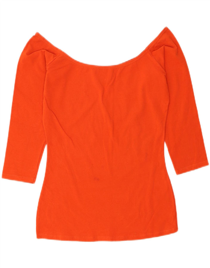 BENETTON Womens Top 3/4 Sleeve UK 12 Medium Orange Cotton Vintage Benetton and Second-Hand Benetton from Messina Hembry 