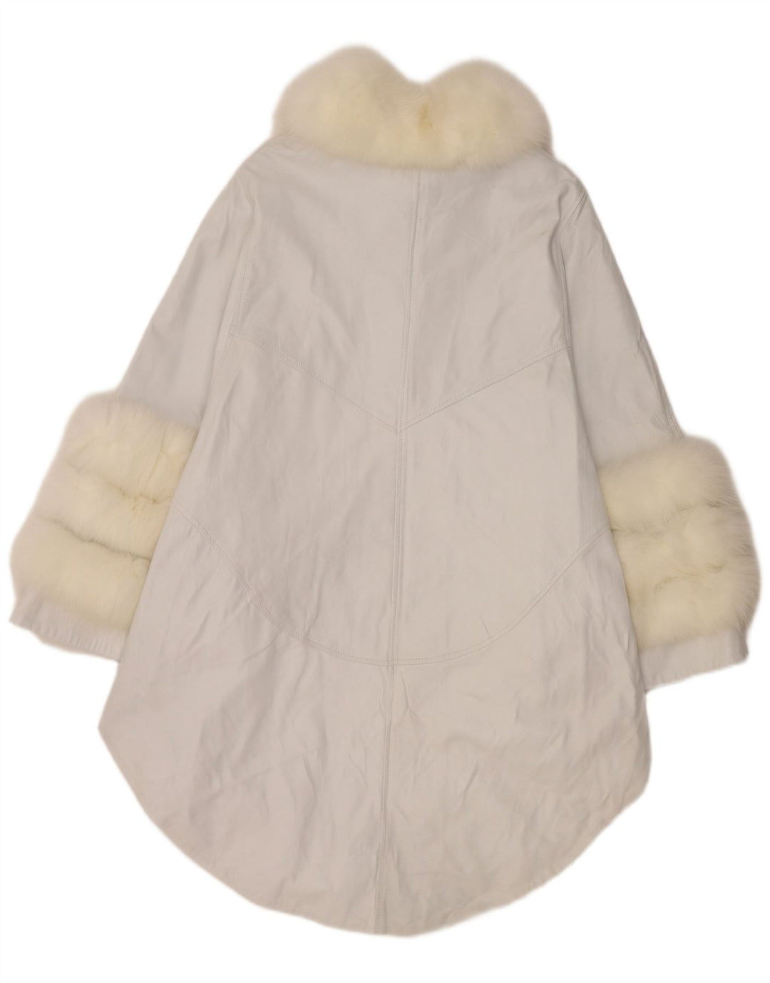 Винтажное женское кожаное пальто-пончо UK 18 XL, белое