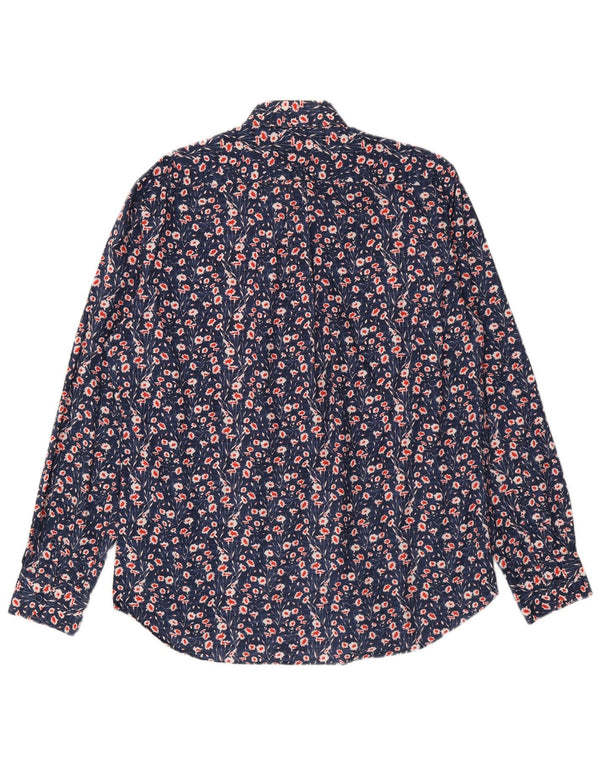 Harmont & Blaine Mens Shirt XL Navy Blue Floral Cotton