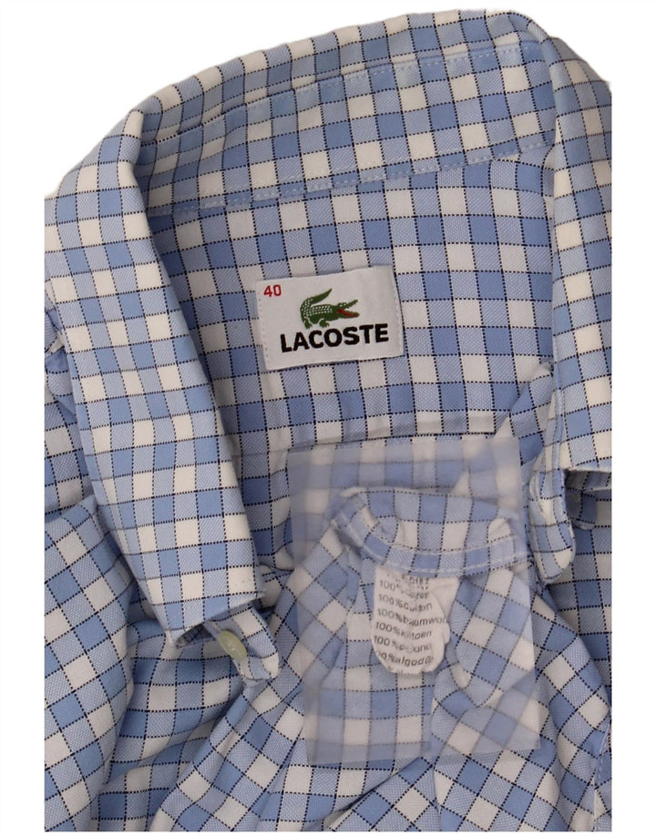Мужская рубашка Lacoste, размер 40, хлопковая синяя клетка в среднюю клетку