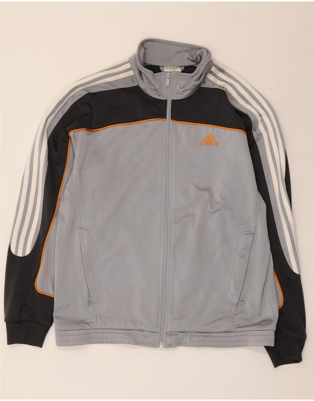 Мужской спортивный костюм Adidas, верхняя куртка, средний серый полиэстер с цветными блоками
