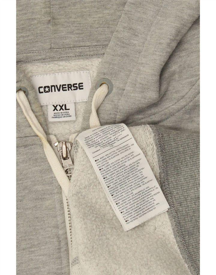 Мужской свитер с капюшоном на молнии CONVERSE 2XL, серый хлопок