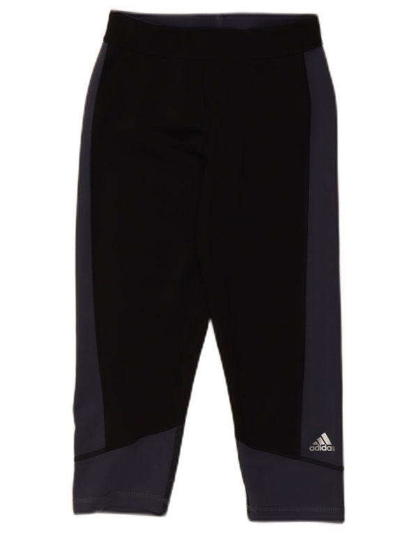 Женские леггинсы-капри Adidas UK 8/10, маленькие черные, полиэстер с цветными блоками