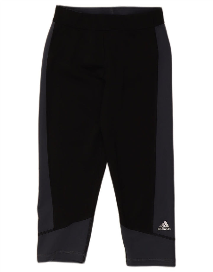 Женские леггинсы-капри Adidas UK 8/10, маленькие черные, полиэстер с цветными блоками