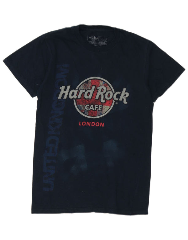 Мужская футболка с рисунком Hard Rock Cafe London, топ XS, темно-синий, хлопок