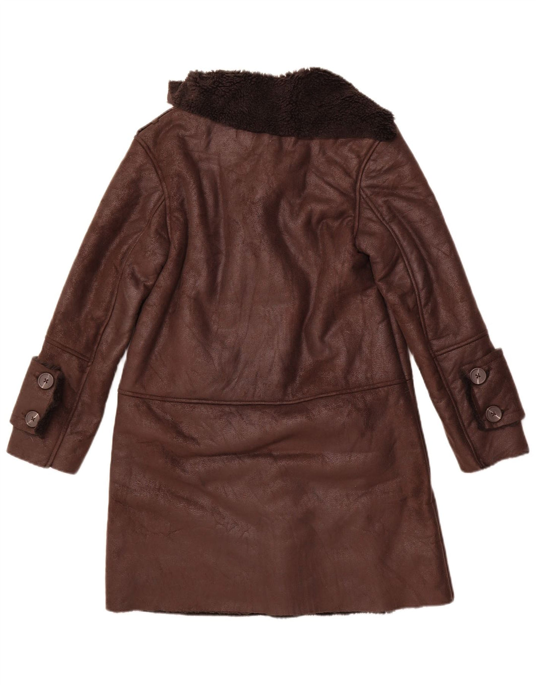 STRADIVARIUS Женское пальто оверсайз из шерпы UK 6 XS Коричневый полиэстер