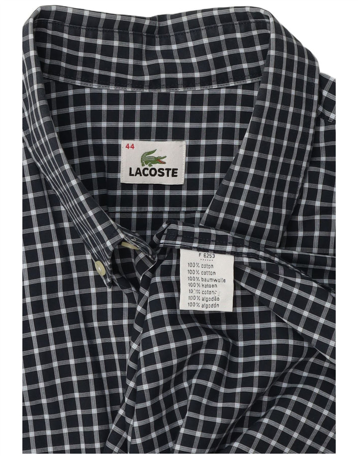 Мужская рубашка Lacoste, размер 44 XL, темно-синяя, хлопок в мелкую клетку