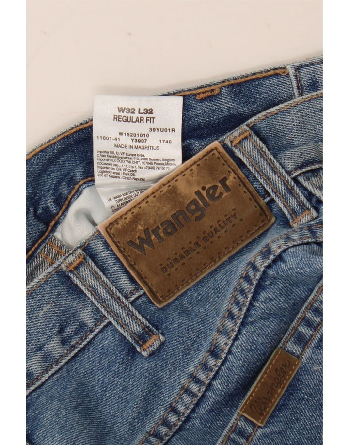 Мужские прямые джинсы Wrangler стандартного кроя W32 L32, синие, хлопок
