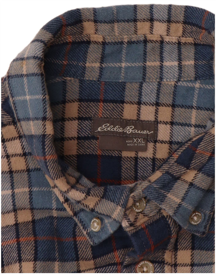 Мужская фланелевая рубашка EDDIE BAUER 2XL, синяя клетка, хлопок