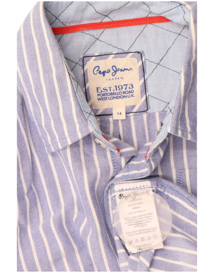 Рубашка PEPE Jeans для мальчика 13–14 лет, хлопковая синяя полоска