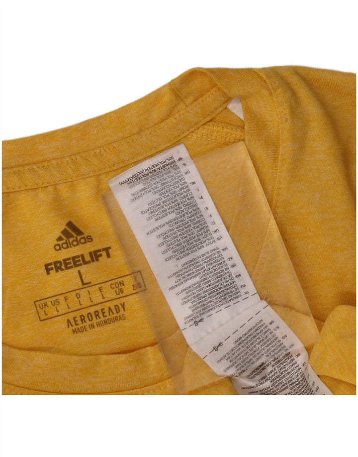 ADIDAS Mens Aeroready Graphic T-Shirt Top Large Yellow Polyester