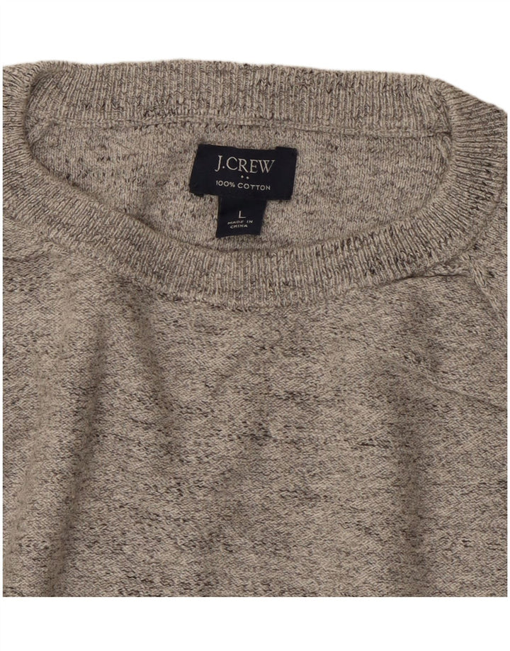 Мужской джемпер с круглым вырезом J. Crew, большой серый хлопковый свитер в крапинку