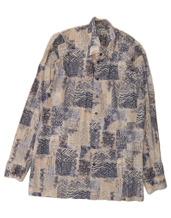 C&A Mens Shirt Size 39/40 Medium Blue Patchwork Cotton Vintage C&A and Second-Hand C&A from Messina Hembry 