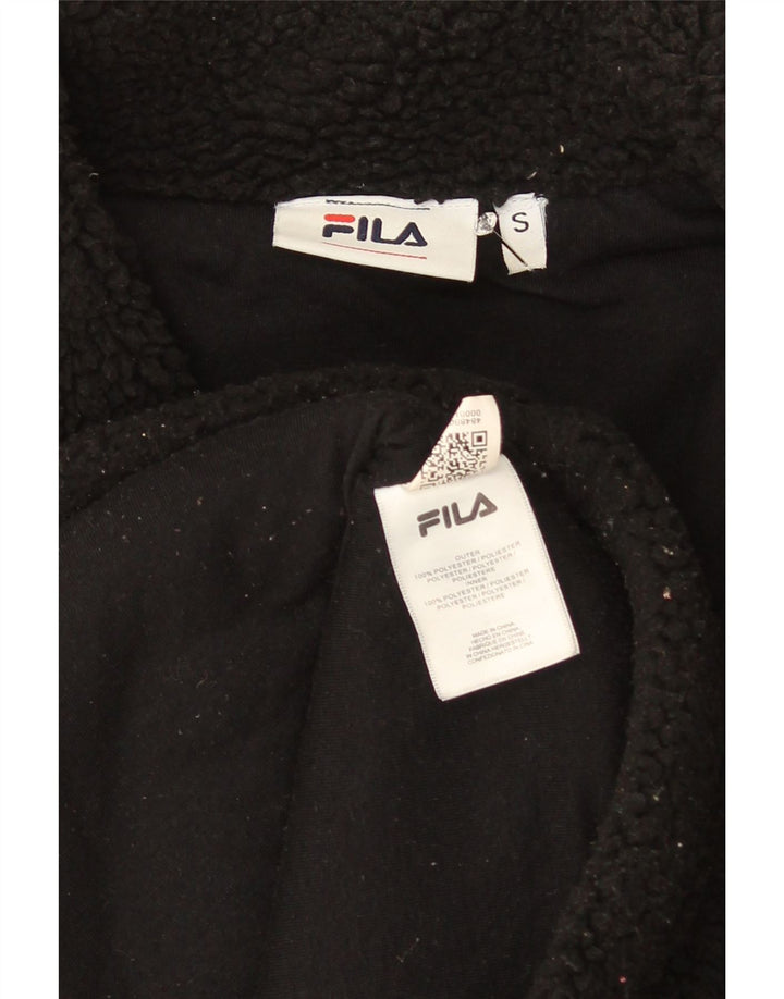 Fila Женская флисовая куртка с графическим рисунком UK 10, маленькая, черная, полиэстер