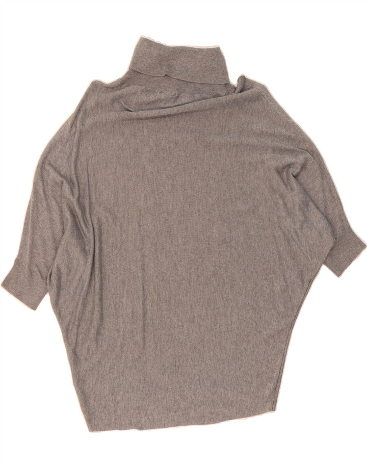 PHASE EIGHT Womens Longline Roll Neck Jumper Sweater UK 14 Medium Grey Vintage Phase Eight and Second-Hand Phase Eight from Messina Hembry 