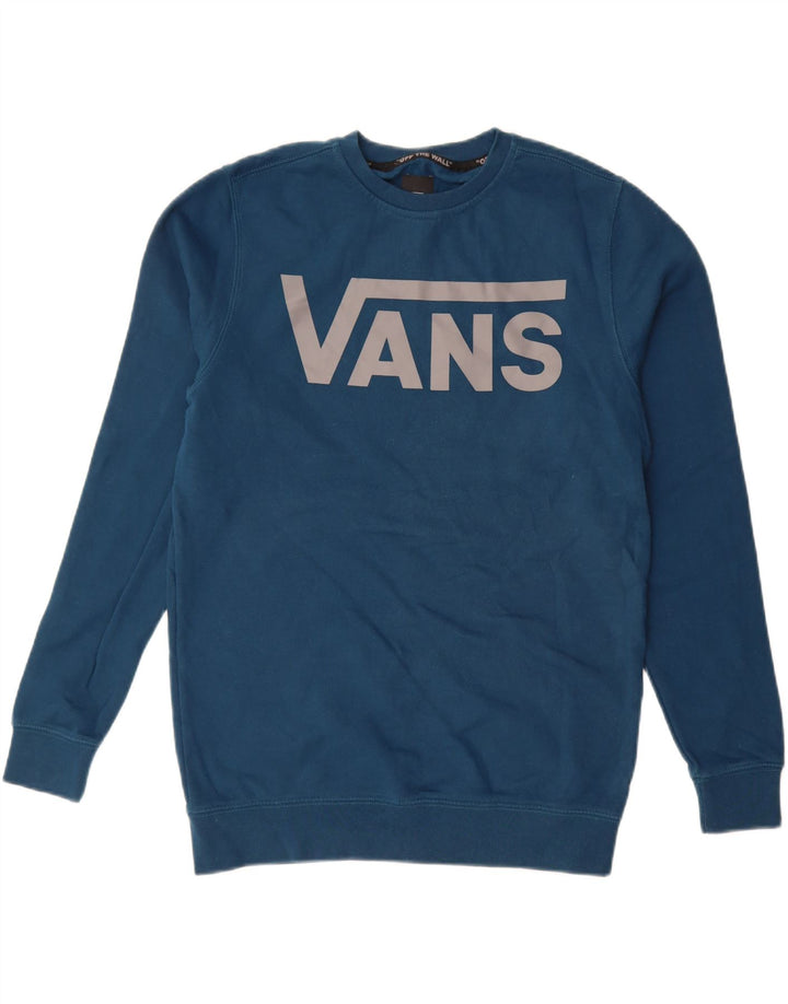 Мужской свитшот с рисунком VANS, маленький синий хлопковый джемпер