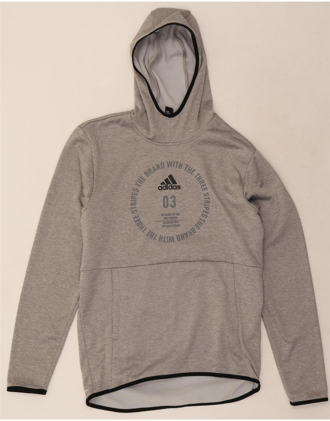 Мужской джемпер с капюшоном Adidas с графическим рисунком, маленький серый полиэстер