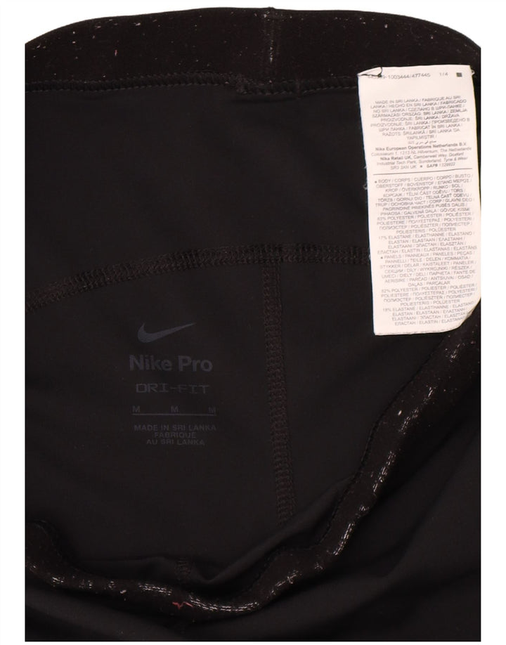 Женские леггинсы с рисунком Nike Dri Fit UK 12, средний черный, полиэстер