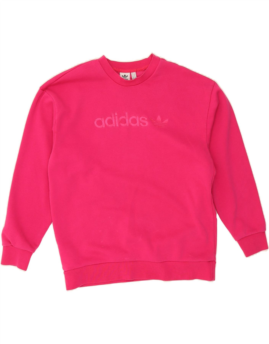 ADIDAS Womens Oversized Graphic Sweatshirt Jumper UK 12 Medium Pink Cotton Vintage Adidas and Second-Hand Adidas from Messina Hembry 