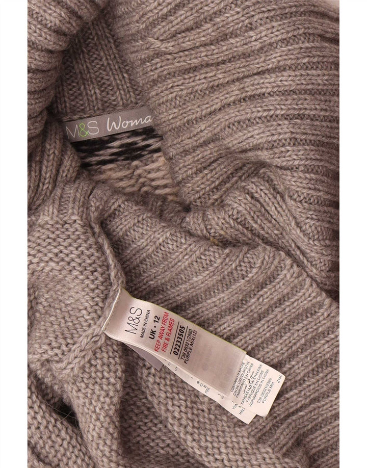 Женский джемпер с высоким воротником Marks & Spencer UK 12, средний серый цвет Fair Isle