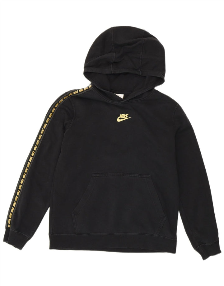 Спортивный костюм свободного покроя с графическим рисунком для девочек Nike, большой размер, черный хлопок, 12–13 лет