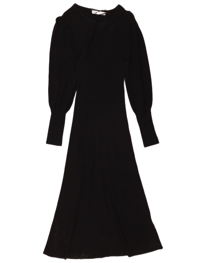 Женское платье-джемпер ZARA UK 6, маленькое черное из вискозы