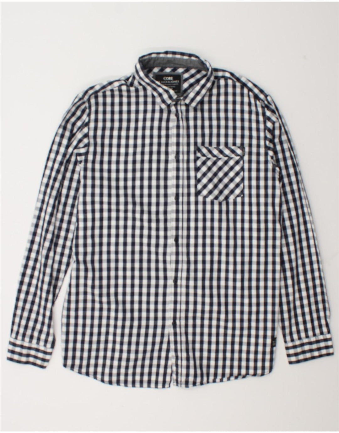 Мужская рубашка Jack & Jones 2XL темно-синяя, хлопок в мелкую клетку