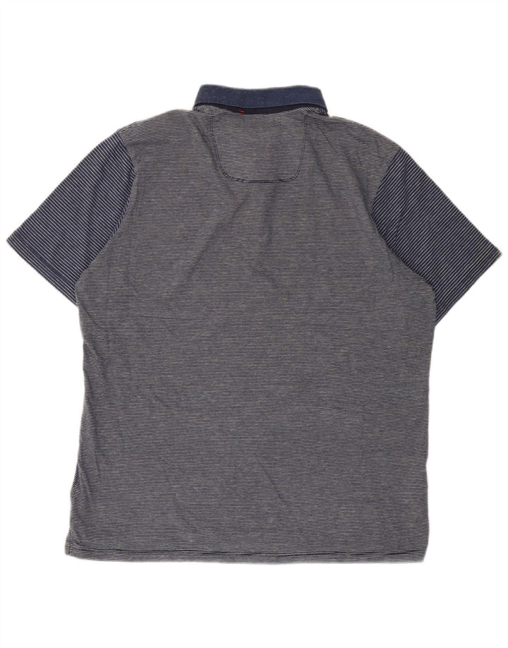 Мужская рубашка-поло Tommy Bahama среднего размера, темно-синяя, хлопковая в тонкую полоску