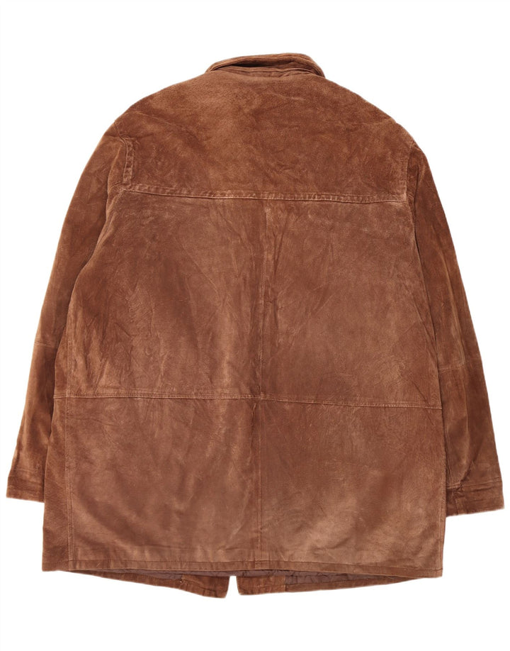 Винтажная мужская замшевая куртка, размер 60, 3XL, коричневая кожа