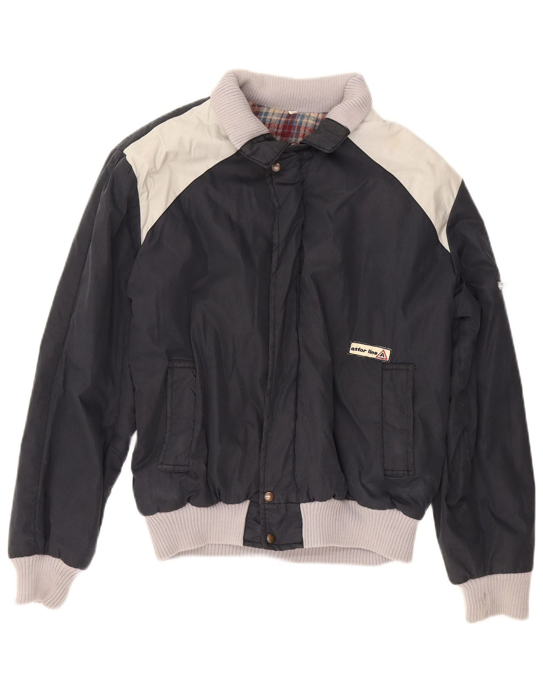 ASTOR Mens Bomber Jacket IT 48 Medium Navy Blue Colourblock