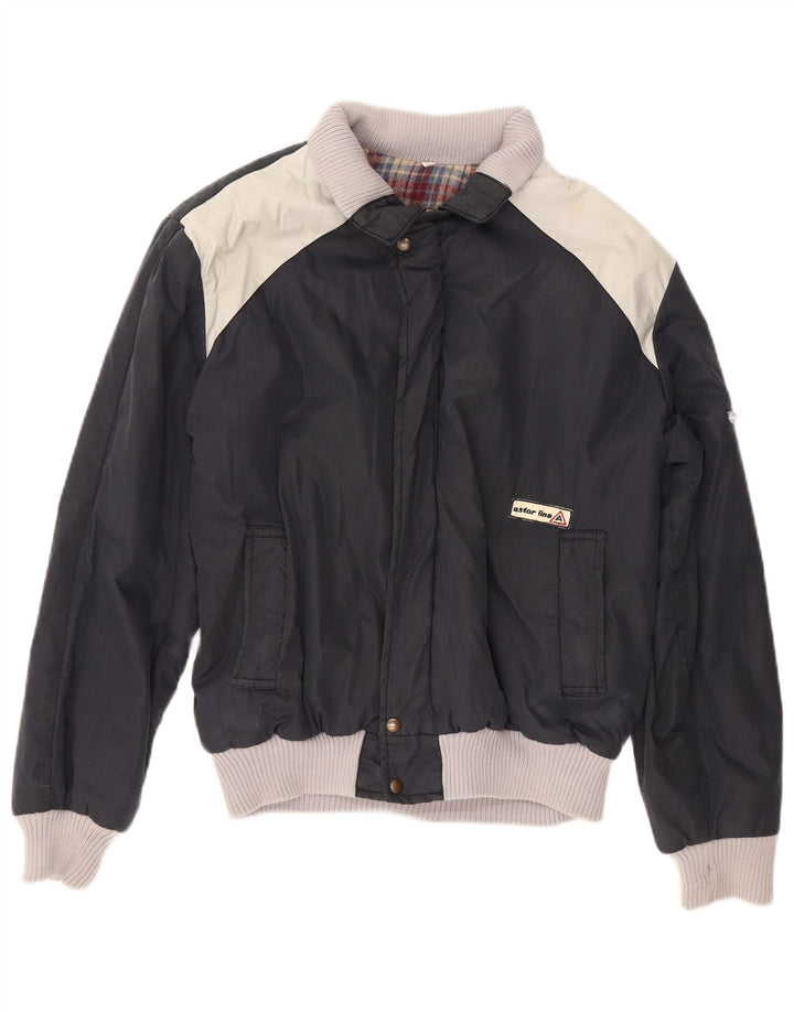 ASTOR Mens Bomber Jacket IT 48 Medium Navy Blue Colourblock