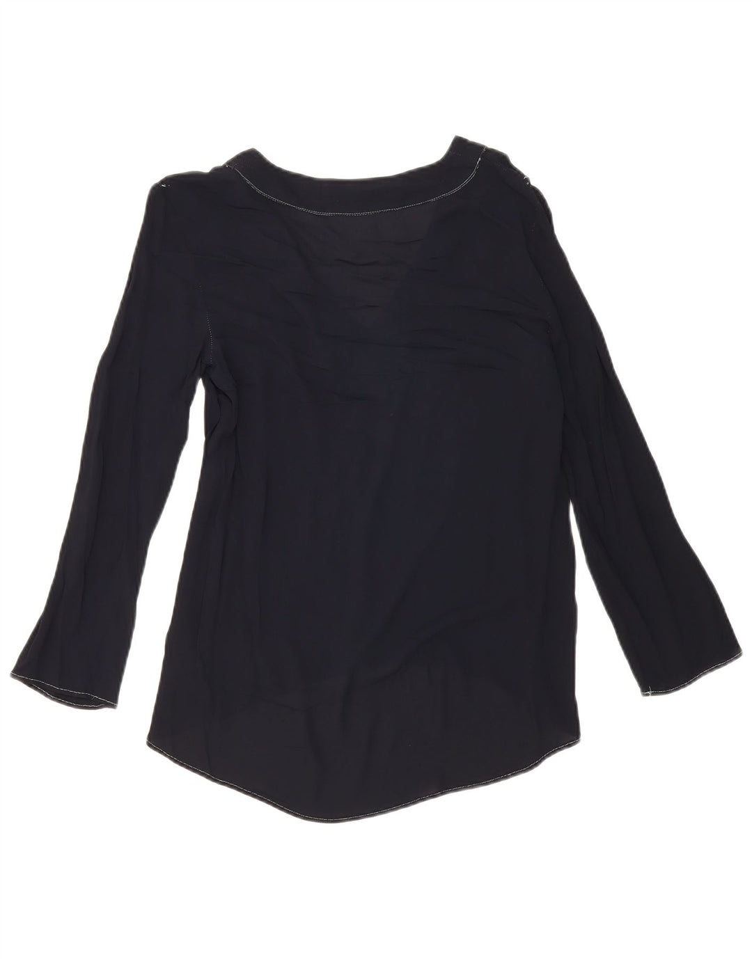 ZARA Womens Long Sleeve Blouse Top UK 12 Medium Navy Blue Viscose