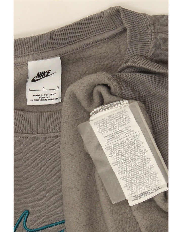 Мужской свитер свободного кроя Nike, большой серый хлопковый джемпер