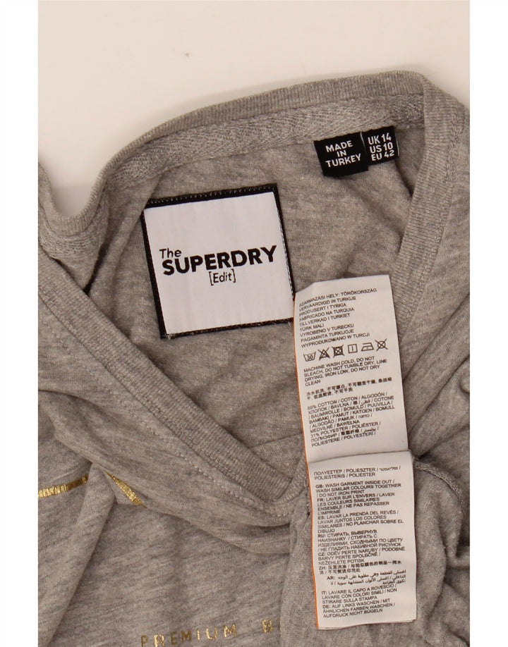 SUPERDRY Женская футболка с рисунком Top UK 14, большой серый хлопок