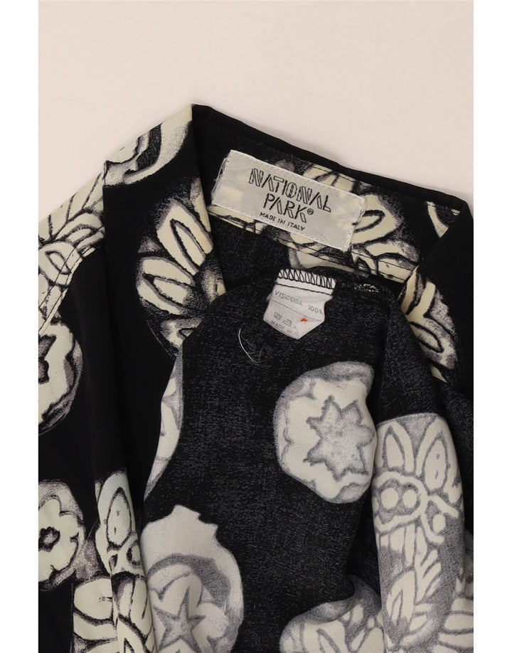 Мужская рубашка VINTAGE, большая черная вискоза с цветочным принтом