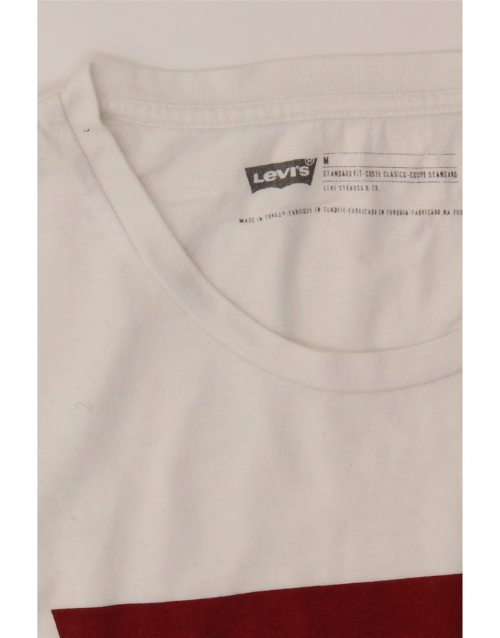 LEVI'S Mens Standard Fit Graphic T-Shirt Top Medium White Cotton Vintage Levi's and Second-Hand Levi's from Messina Hembry 