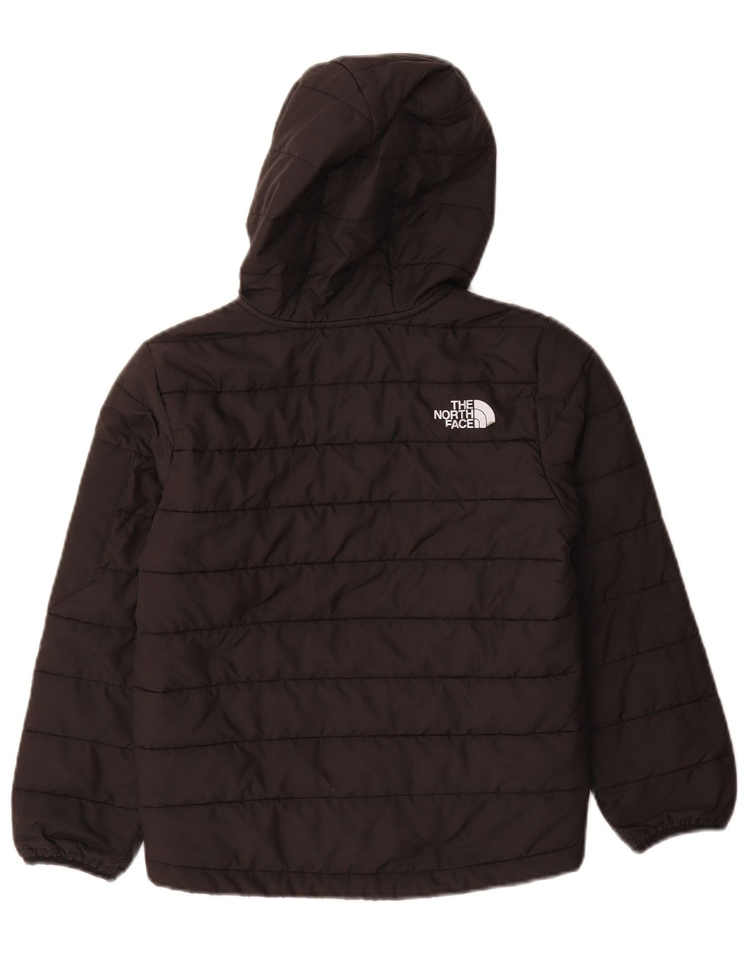 Стеганая куртка с капюшоном The North Face для мальчиков 9–10 лет, средний черный полиэстер